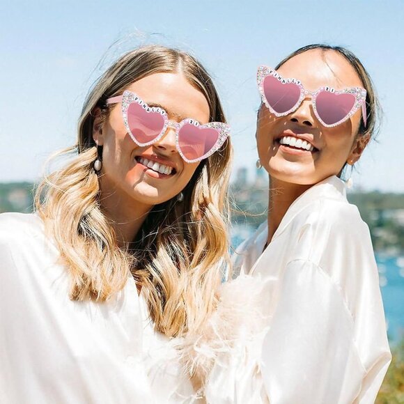 21st Birthday Sunglasses Pink Heart Crystals Decor Accessories for Women - Picture 6 of 7